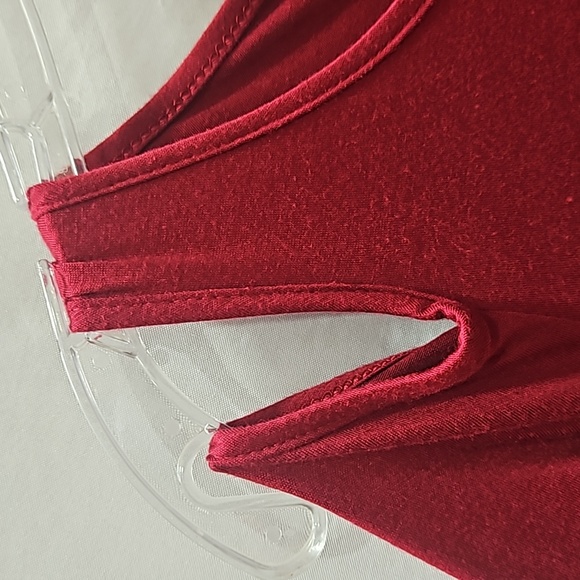 Poof!, Cold Shoulder, Dress, Sz Sm, Flowy, Flare, Midi-dress, Mini-dress, Wine - Picture 4 of 8